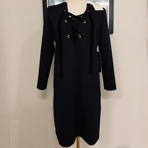 Tuckernuck‎ NEW Black Velvet Lace Up Long Sleeve Ellington Mini Dress Size XS
